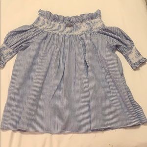 Blue and white off the shoulder top